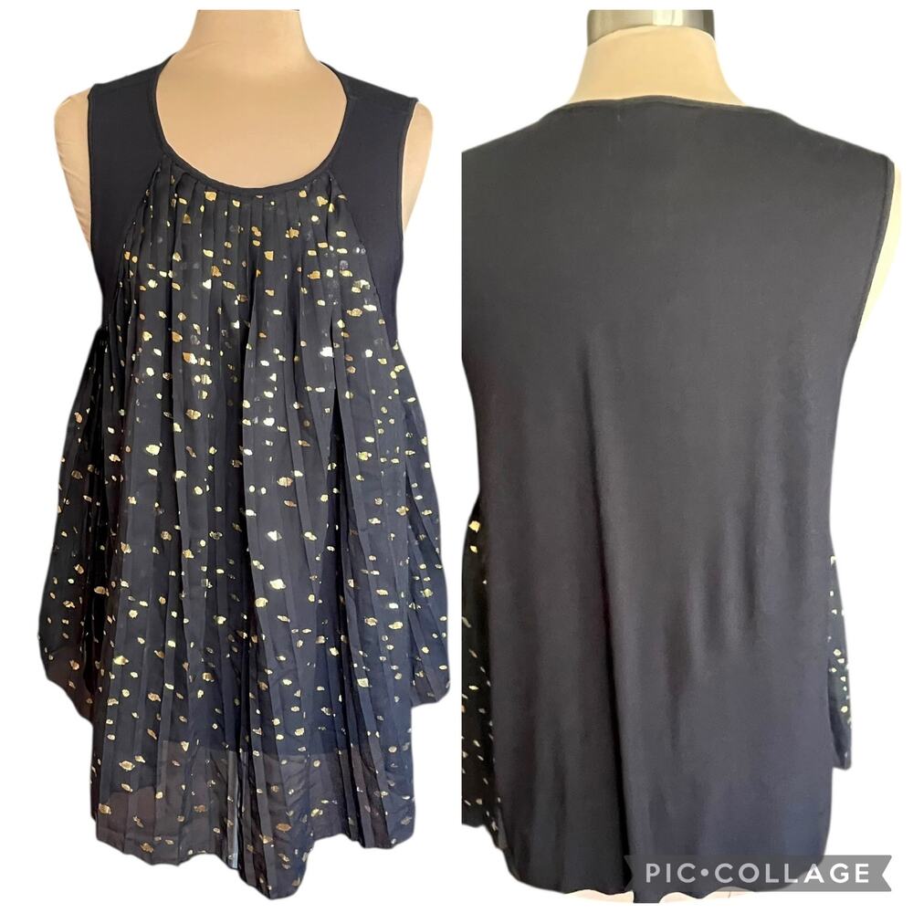 August Silk Sleeveless Black Top Chiffon Size LG Whimsigoth Fairy‎ Grunge Witchy